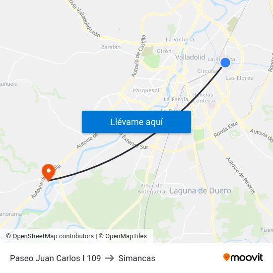 Paseo Juan Carlos I 109 to Simancas map