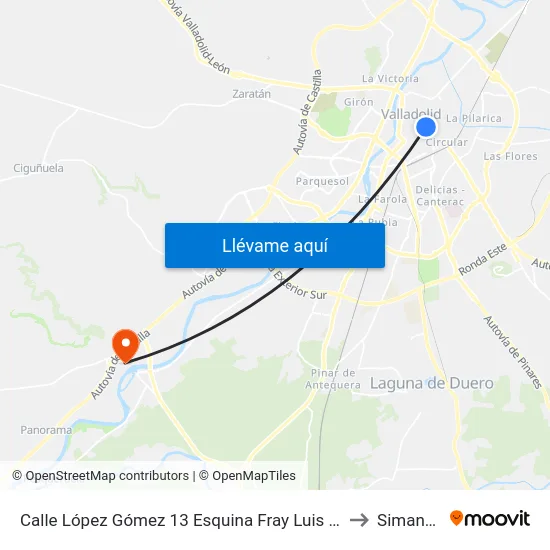 Calle López Gómez 13 Esquina Fray Luis De León to Simancas map