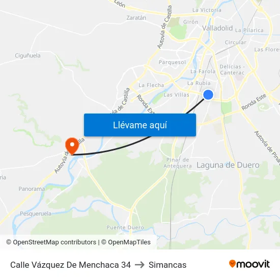 Calle Vázquez De Menchaca 34 to Simancas map