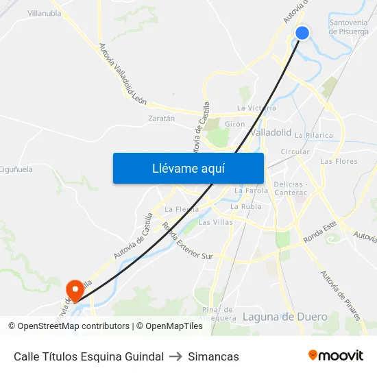 Calle Títulos Esquina Guindal to Simancas map