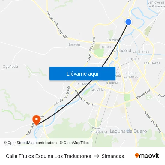 Calle Títulos Esquina Los Traductores to Simancas map