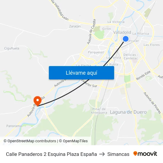 Calle Panaderos 2 Esquina Plaza España to Simancas map