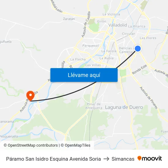 Páramo San Isidro Esquina Avenida Soria to Simancas map