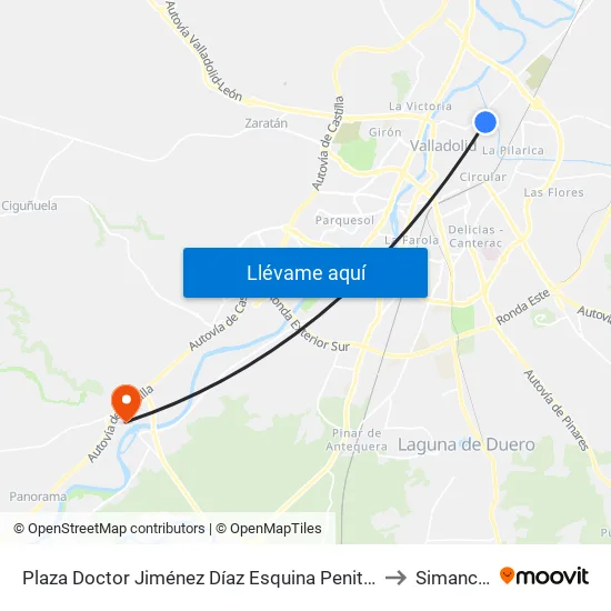 Plaza Doctor Jiménez Díaz Esquina Penitencia to Simancas map