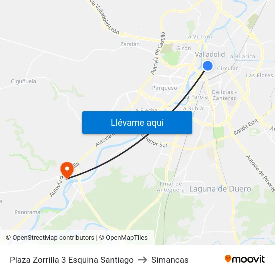 Plaza Zorrilla 3 Esquina Santiago to Simancas map