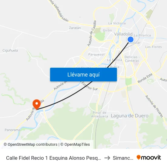 Calle Fidel Recio 1 Esquina Alonso Pesquera to Simancas map