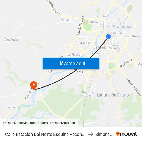 Calle Estación Del Norte Esquina Recondo to Simancas map