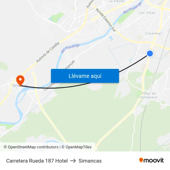 Carretera Rueda 187 Hotel to Simancas map