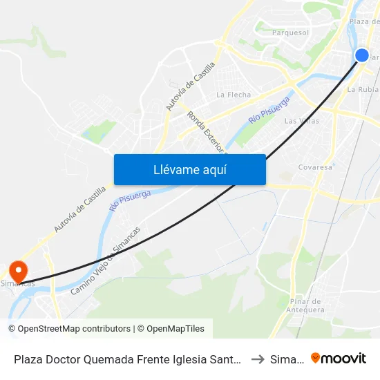 Plaza Doctor Quemada Frente Iglesia Santo Domingo De Guzmán to Simancas map