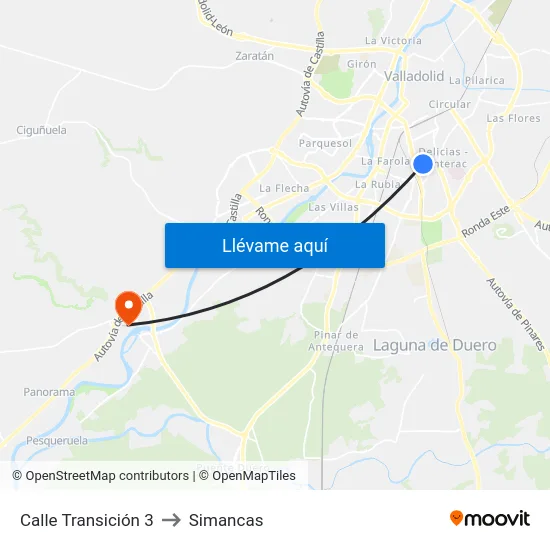 Calle Transición 3 to Simancas map
