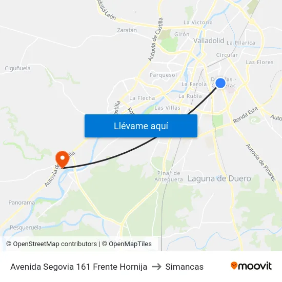 Avenida Segovia 161 Frente Hornija to Simancas map