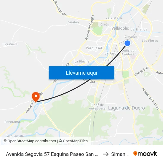 Avenida Segovia 57 Esquina Paseo San Vicente to Simancas map