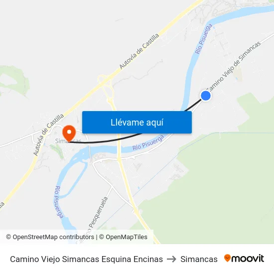 Camino Viejo Simancas Esquina Encinas to Simancas map