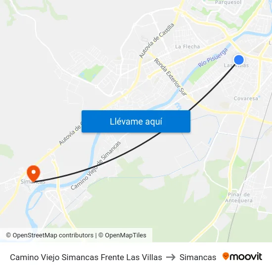 Camino Viejo Simancas Frente Las Villas to Simancas map