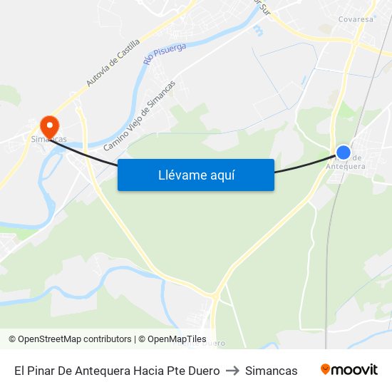 El Pinar De Antequera Hacia Pte Duero to Simancas map