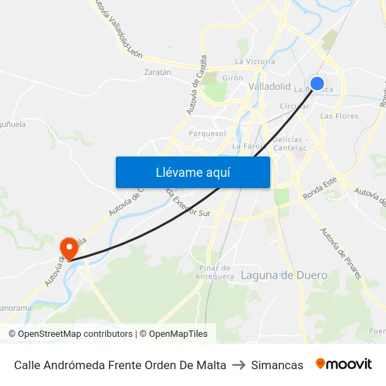 Calle Andrómeda Frente Orden De Malta to Simancas map