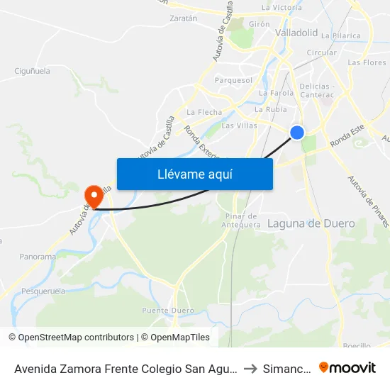 Avenida Zamora Frente Colegio San Agustín to Simancas map