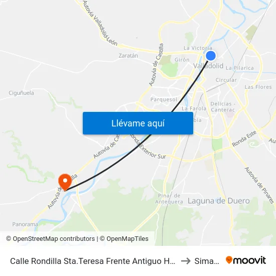 Calle Rondilla Sta.Teresa Frente Antiguo Hospital Ríohortega to Simancas map