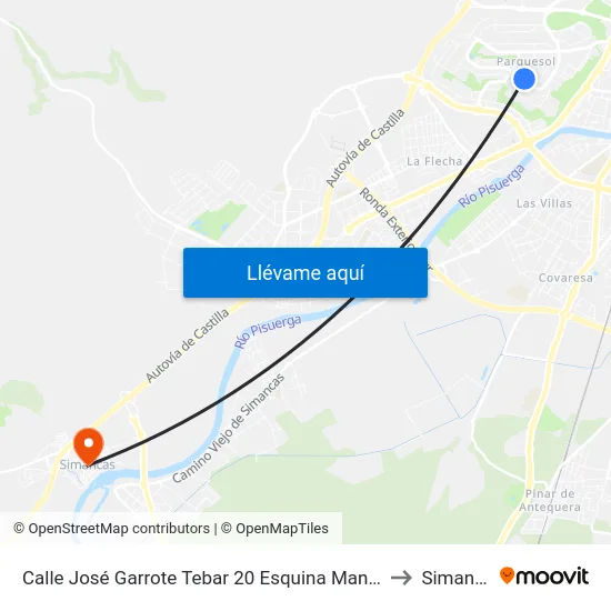 Calle José Garrote Tebar 20 Esquina Manuel Silvela to Simancas map