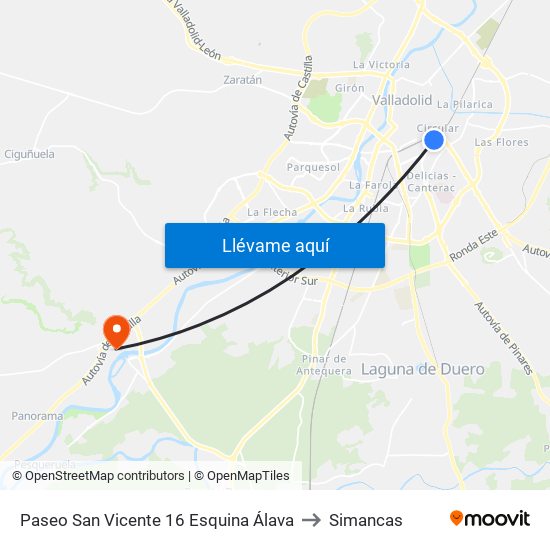 Paseo San Vicente 16 Esquina Álava to Simancas map
