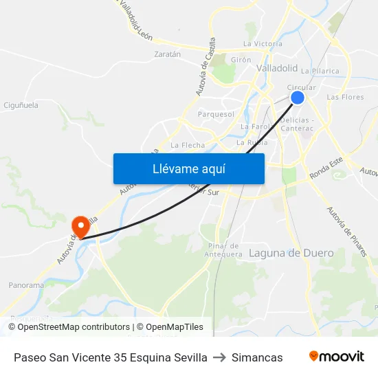 Paseo San Vicente 35 Esquina Sevilla to Simancas map
