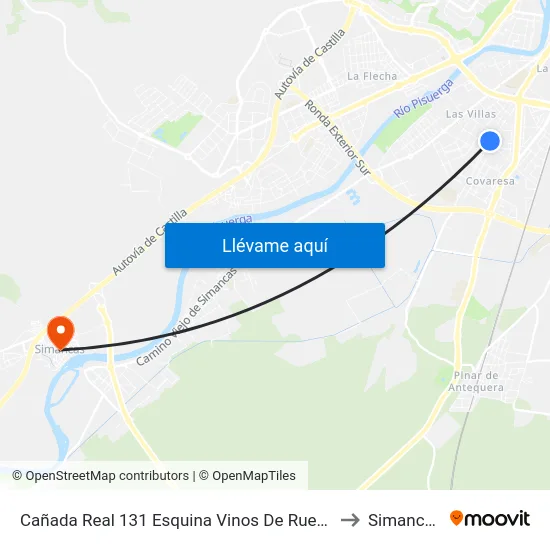 Cañada Real 131 Esquina Vinos De Rueda to Simancas map