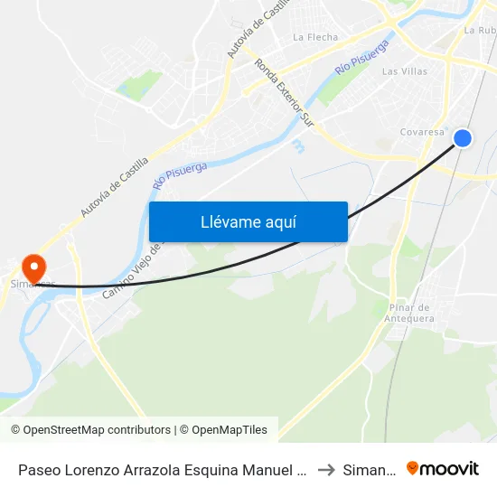 Paseo Lorenzo Arrazola Esquina Manuel Mucientes to Simancas map
