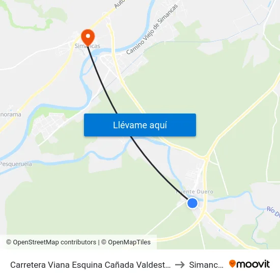 Carretera Viana Esquina Cañada Valdestillas to Simancas map