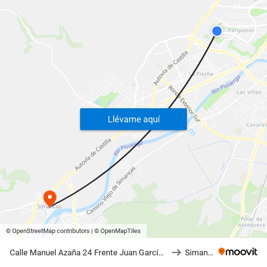 Calle Manuel Azaña 24 Frente Juan García Hortelano to Simancas map