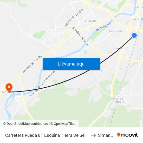 Carretera Rueda 81 Esquina Tierra De Sepúlveda to Simancas map