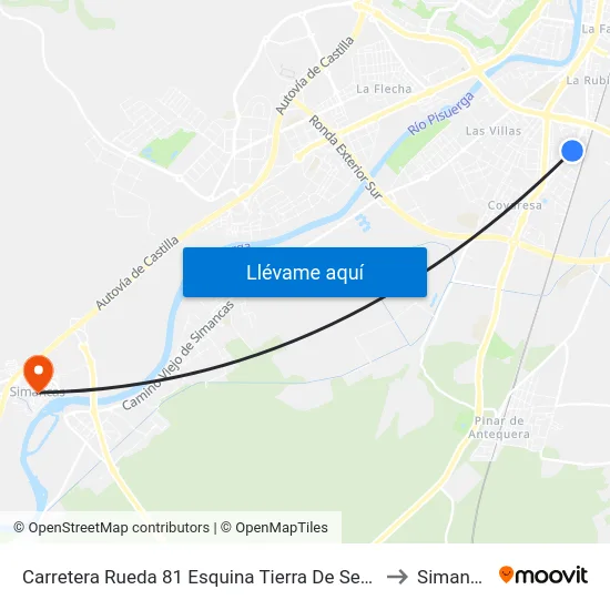 Carretera Rueda 81 Esquina Tierra De Sepúlveda to Simancas map