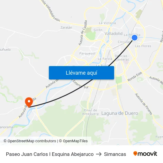 Paseo Juan Carlos I Esquina Abejaruco to Simancas map