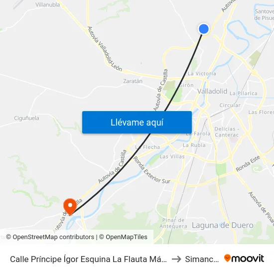 Calle Príncipe Ígor Esquina La Flauta Mágica to Simancas map