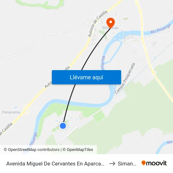 Avenida Miguel De Cervantes En Aparcamiento to Simancas map