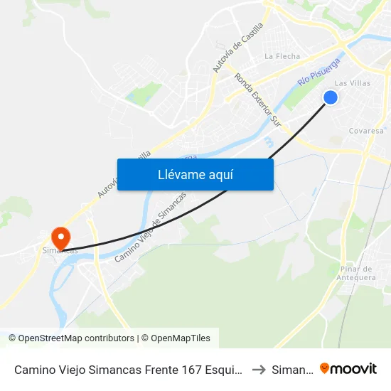 Camino Viejo Simancas Frente 167 Esquina Barcelona to Simancas map
