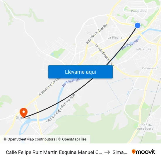 Calle Felipe Ruiz Martín Esquina Manuel Canesí Acevedo to Simancas map
