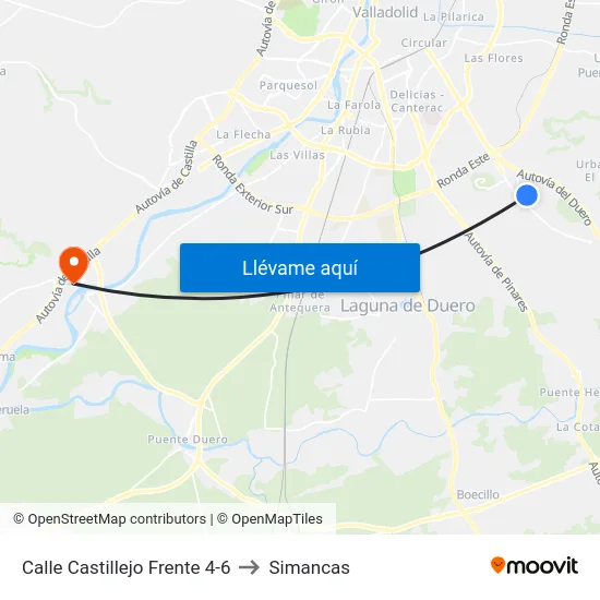 Calle Castillejo Frente 4-6 to Simancas map