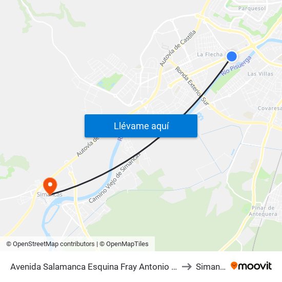 Avenida Salamanca Esquina Fray Antonio De Córdoba to Simancas map