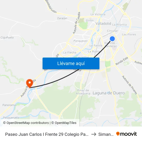 Paseo Juan Carlos I Frente 29 Colegio Pablo Picasso to Simancas map