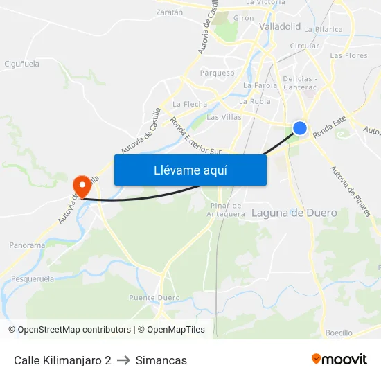 Calle Kilimanjaro 2 to Simancas map