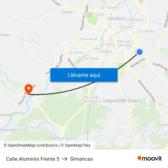 Calle Aluminio Frente 5 to Simancas map