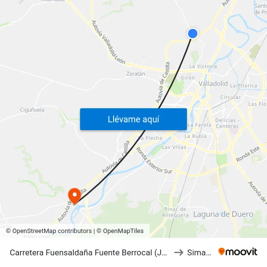 Valladolid. Ctra. Fuensaldaña (Fuente Berrocal, Junto Gasolinera) to Simancas map