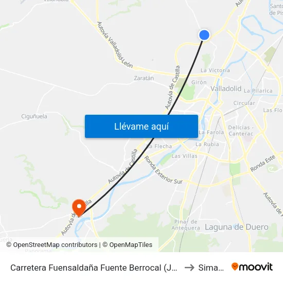 Valladolid. Ctra. Fuensaldaña (Fuente Berrocal, Junto Gasolinera) to Simancas map
