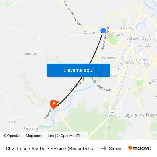 Ctra. León - Vía De Servicio - (Raqueta Expocerámica) to Simancas map