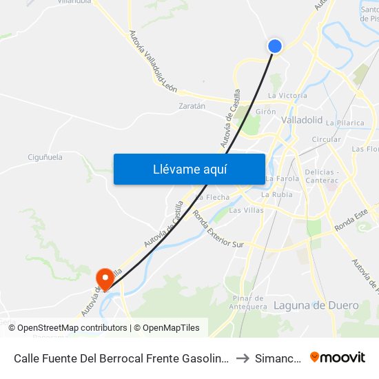 Calle Fuente Del Berrocal Frente Gasolinera to Simancas map