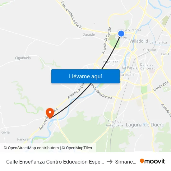 Calle Enseñanza Centro Educación Especial to Simancas map