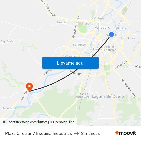 Plaza Circular 7 Esquina Industrias to Simancas map