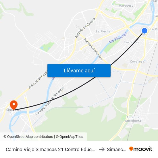 Camino Viejo Simancas 21 Centro Educativo to Simancas map