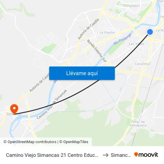 Camino Viejo Simancas 21 Centro Educativo to Simancas map
