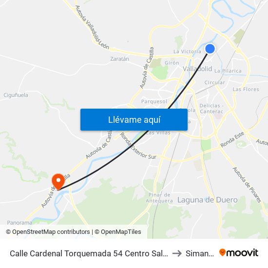 Calle Cardenal Torquemada 54 Centro Salud Rondilla to Simancas map